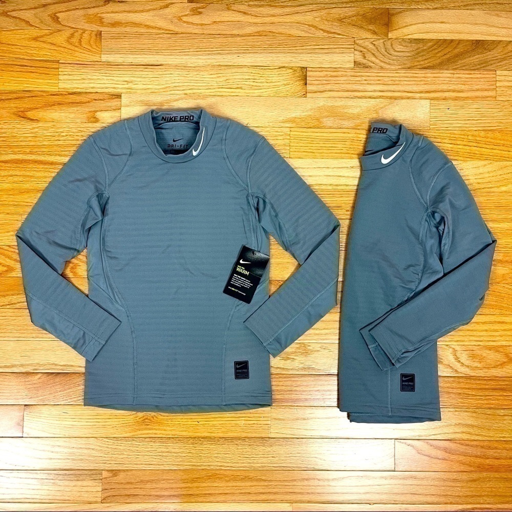 Lot of 2 Nike BOYS Dri-FIt Pro Warm Long Sleeve Shirts